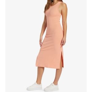 NWT Roxy Good Keepsake Dress Streatch Knit Open Back Peach Midi Size M